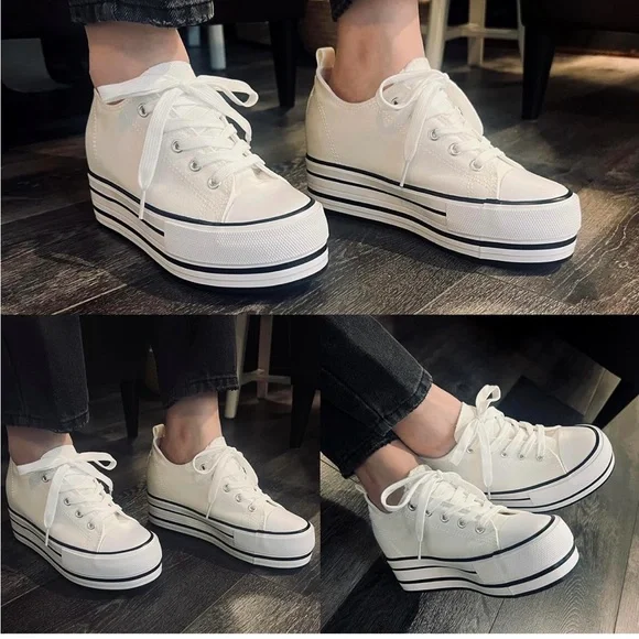 Sneakers White Platform Refrese Size 8 - Picture 5 of 8